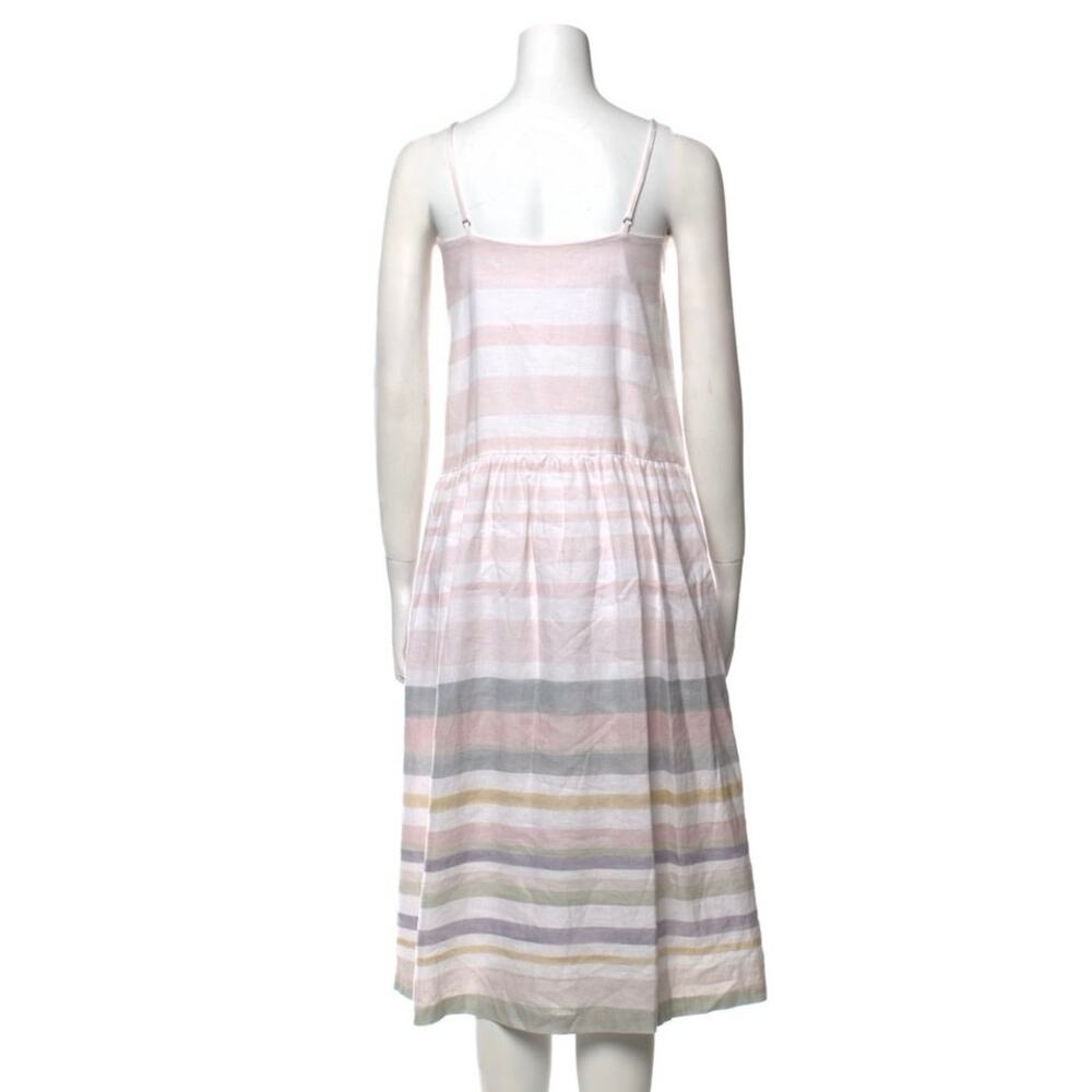 Mara Hoffman 100% Organic Linen Pink Striped Midi Dress Size 8 Sleeveless - Picture 8 of 9